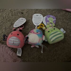 Squishmallows Plush Toy Trio - Pink, Multicolor, Green